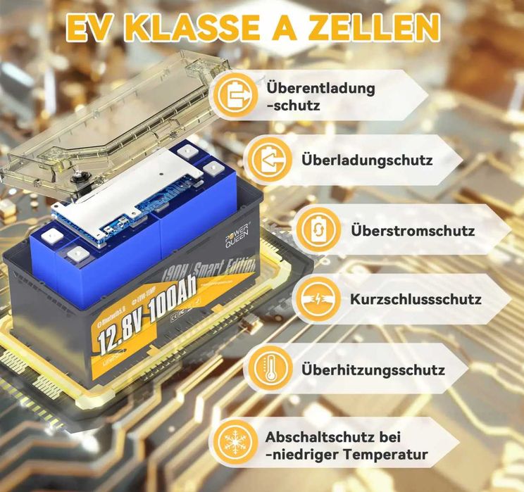 Аккумулятор АКБ Power Queen LiFePO4 24V 25,6V 100Ah 2560Втч  BMS 500A