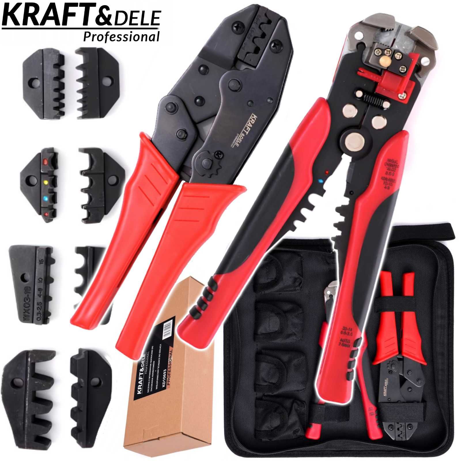 KRAFT&DELE Zestaw Szczypce Zaciskarka Do Konektorów Etui Kabli KD10693