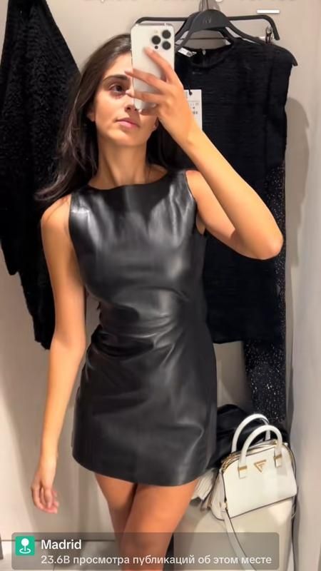 100% шкіра коротка сукня zara чорного кольору