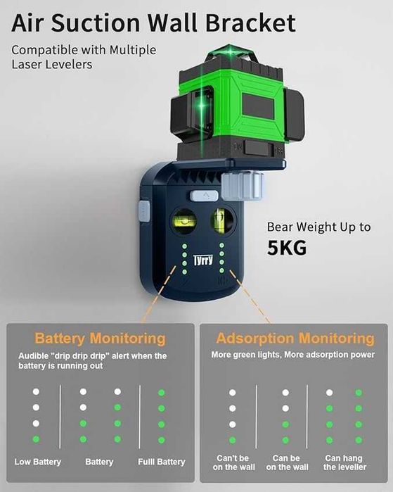 Odkurzacz do pyłu wiertniczego z poziomicą laserową i LED