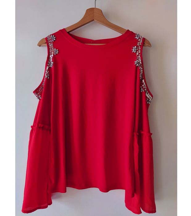 Bluzka z wycięciami M 38 cekiny zdobiona elegancka