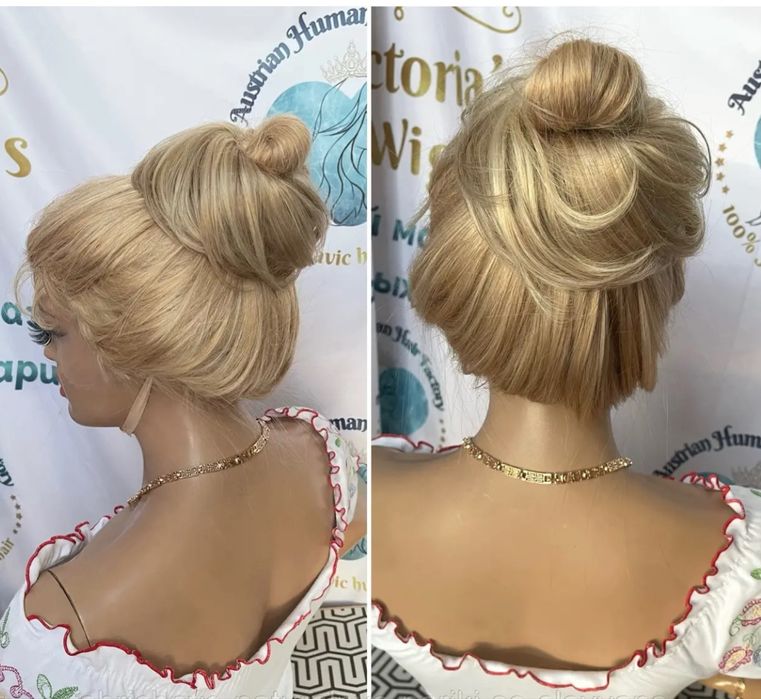 Натуральный шиньон резинка бублик пучок славянские прямые волосы