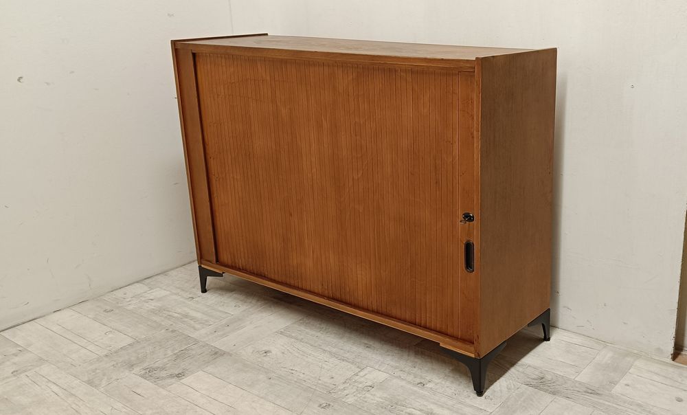 komoda sideboard PRL vintage design pod telewizor z roletą