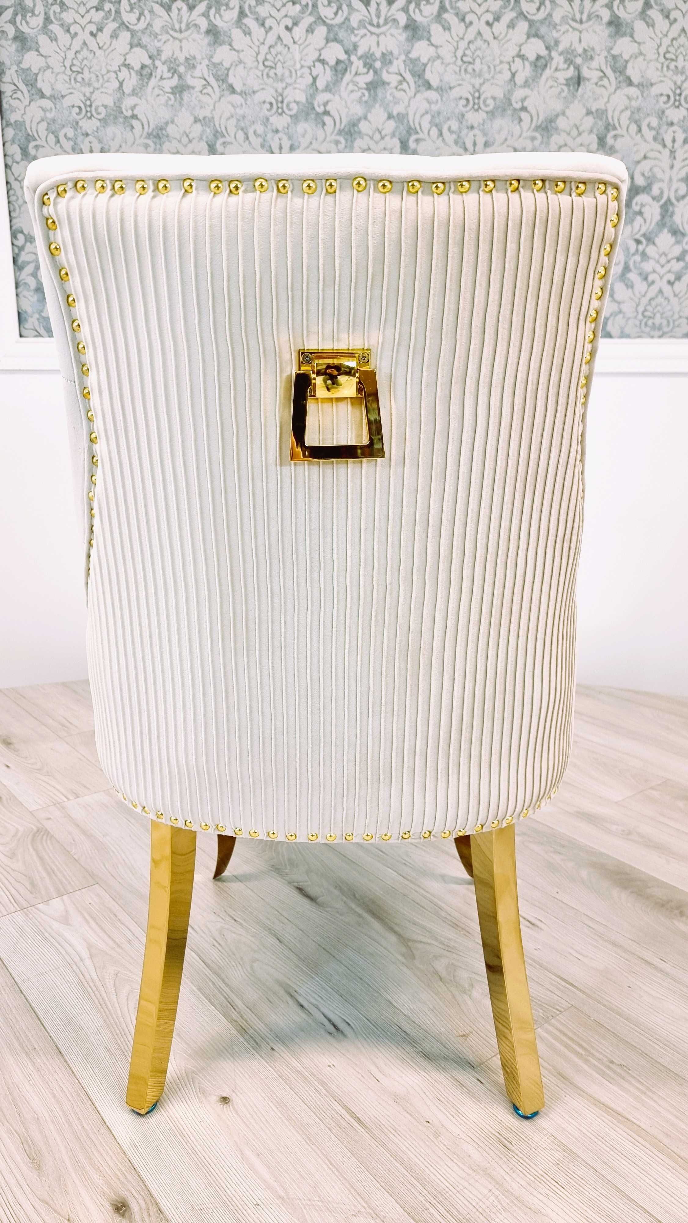 Jadalnia stół Valencia 200cm + 6 krzeseł HEAVEN creme + gold