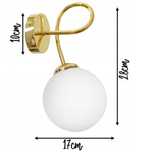 Lampa KINKIET ŚCIENNY Złoty szklana KULA loft