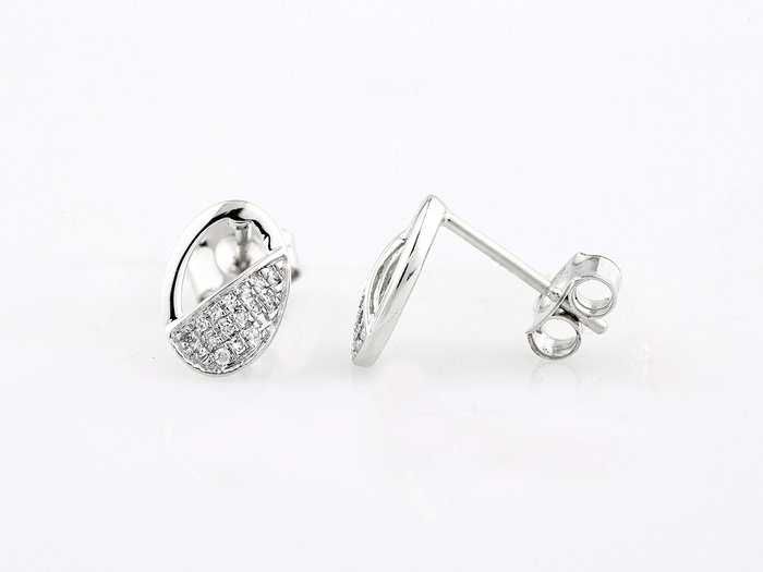 Brincos - 14 K Ouro branco - 0.07ct.  Diamante (Natural)