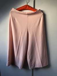 Spodnie culotte pudrowy róż M L