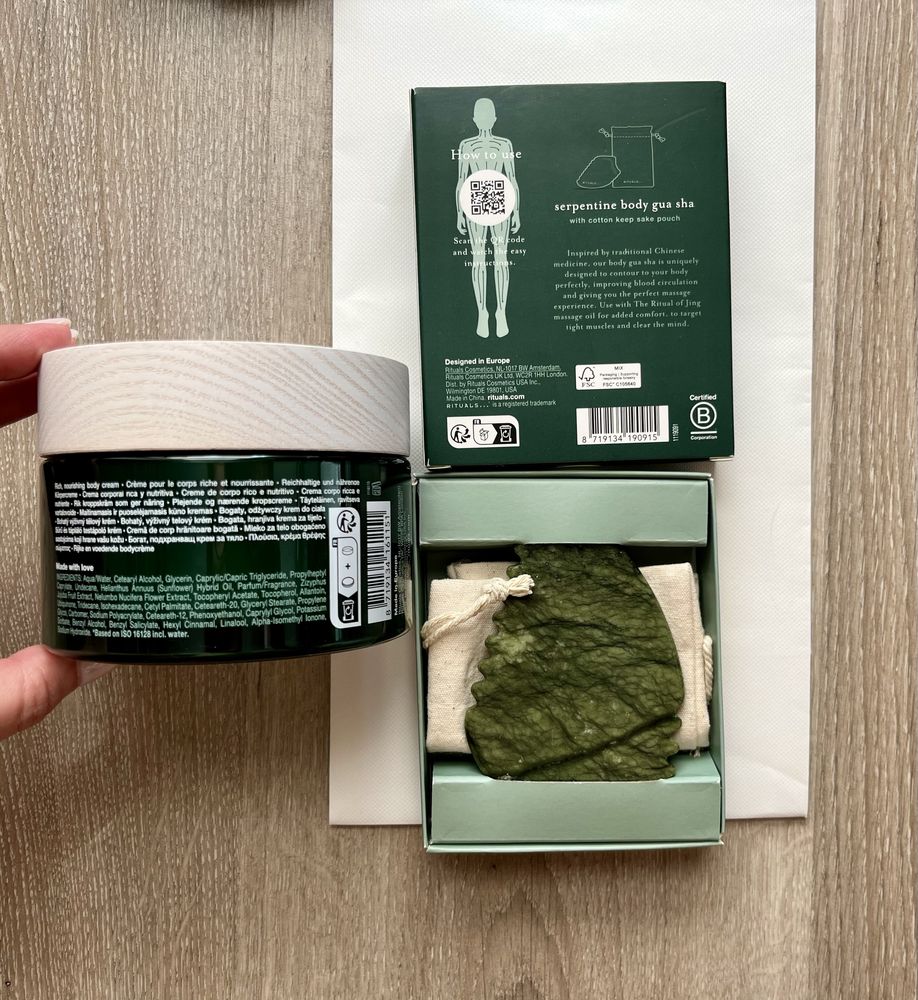 Ritulas krem do ciala 220ml i kamien do masażu gua sha Ritual of Jing