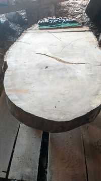 Stół dębowy rustykalny do salonu z dużego plastra z motywem"Alasca"