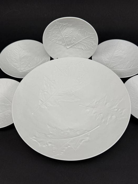 Zestaw 6 misek porcelana biskwitowa Hutschereuther liść