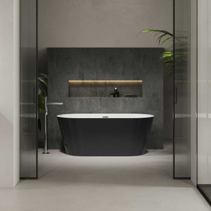 BRAIDER Akrylowa Wanna Wolnostojąca ALTARIA 150 x 75 cm Czarno - biała