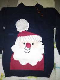 Świąteczny sweter bawełniany bałwan bałwanek pompon 98 smyk cool club