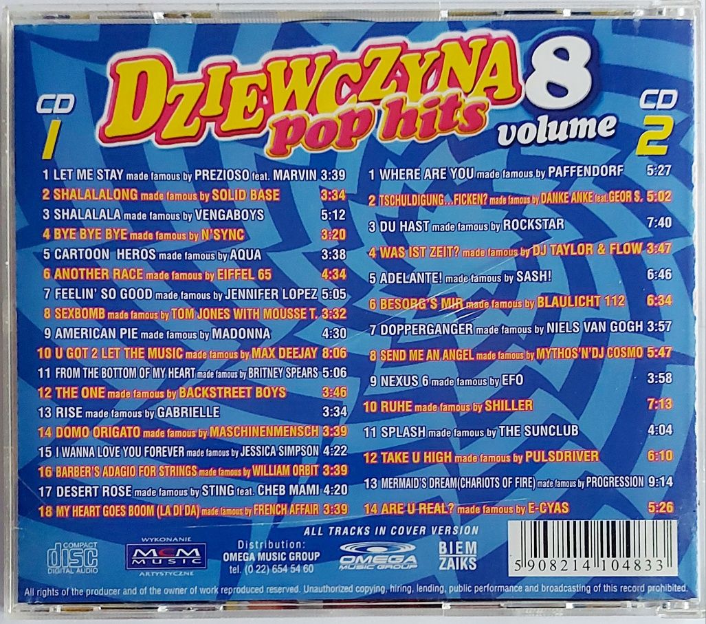 Dziewczyna Pop Hits 8 2CD 2000r Vengaboys Aqua Solid Base