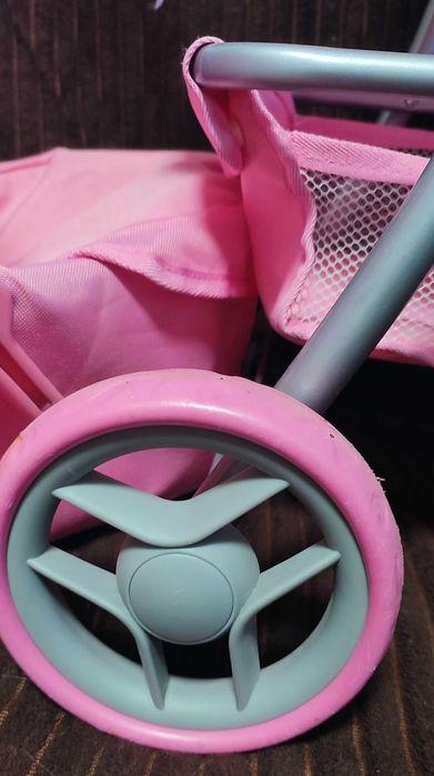 Детская коляска для кукол розовая, с поворотными колёсами, 2 в 1