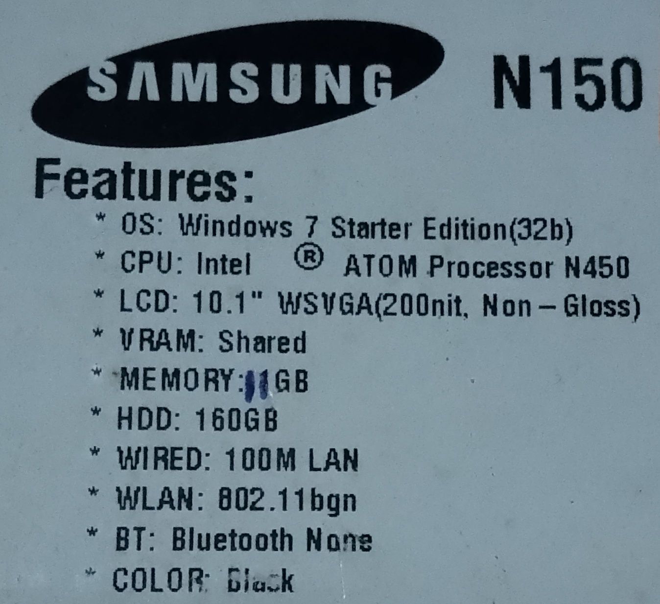 Ноутбук 10" Samsung N150 с Windows 7 новая батарея
новая батар
