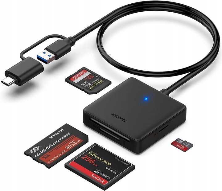 Czytnik kart pamięci BENFEI 4 w 1 USB USB-C na SD Micro SD MS CF TF