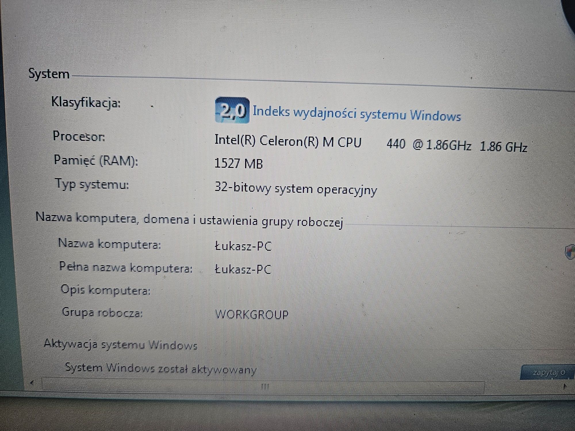 Laptop HP 530 z Windows Vista