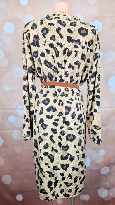 Sukienka w panterkę koszulowa new collection włoska XL 42