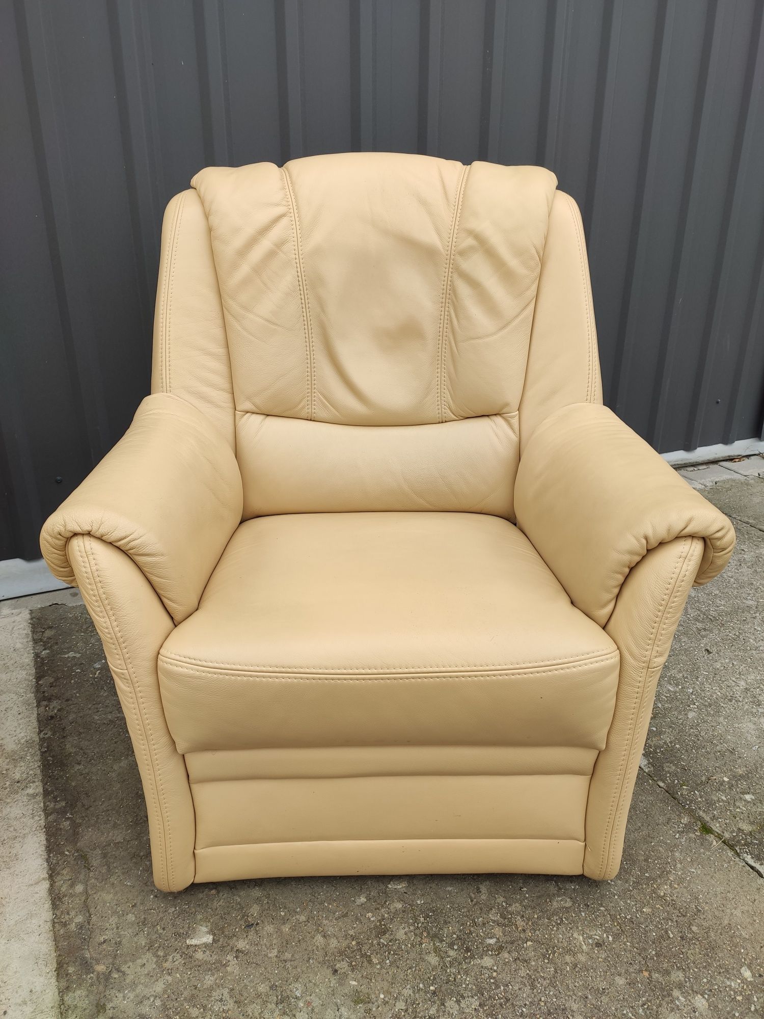 Sofa skórzana 3-osobowa+2-osobowa+fotel-100% skóra naturalna! Okazja