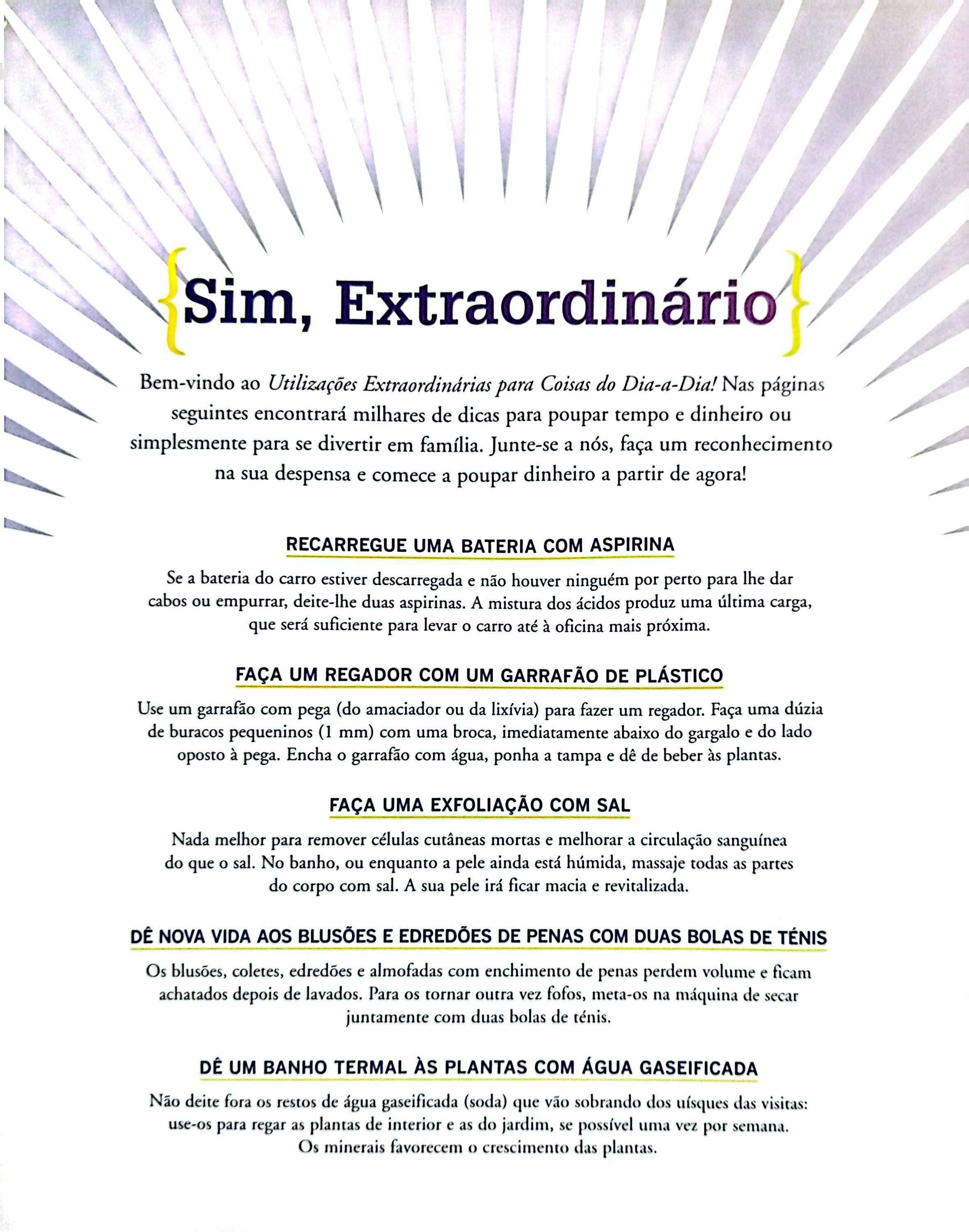 Livro "UTILIZAÇÕES EXTRAORDINÁRIAS" para coisas do dia-a-dia
