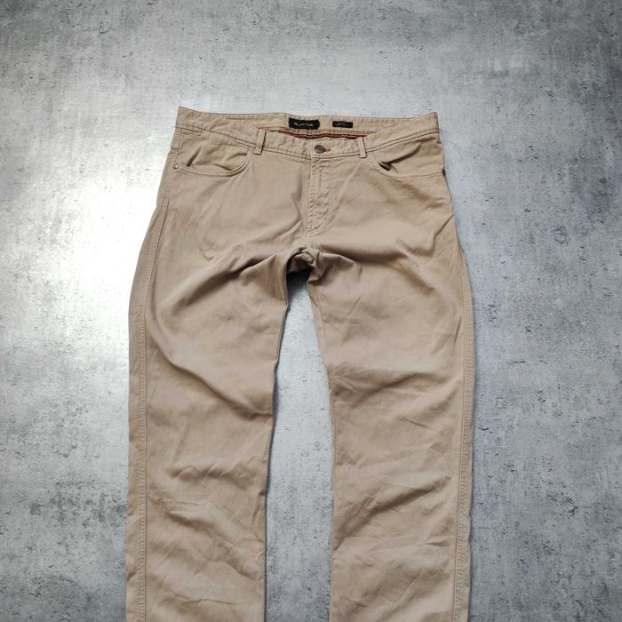 MĘSKIE Eleganckie Spodnie Chino Slim Italy Massimo Dutti Pique Beżowe