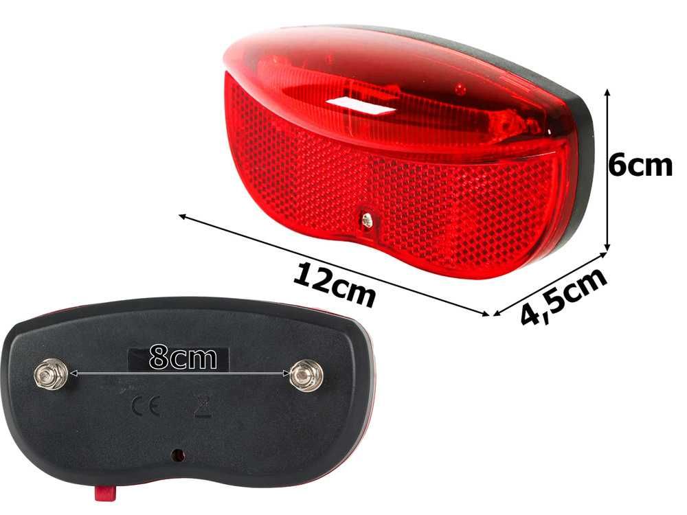 Lampka ROWEROWA Tylna LED DUŻA na BAGAŻNIK Rower  2xAA MOCNA Solidna