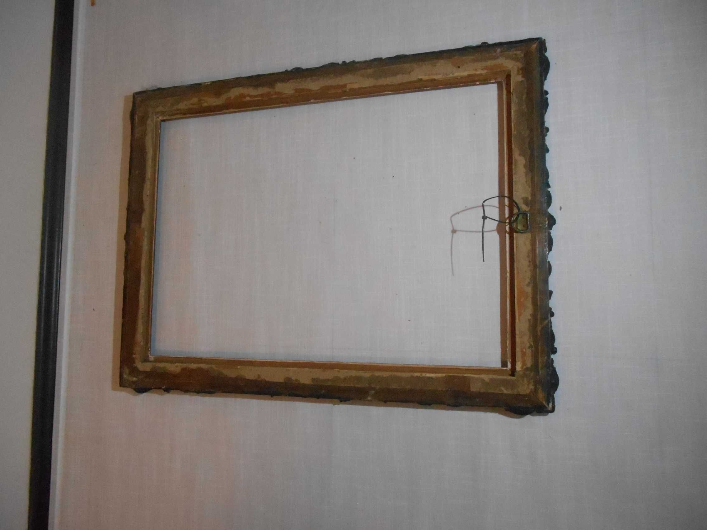 antyczna rama drewniana, zdobiona rama do obrazu