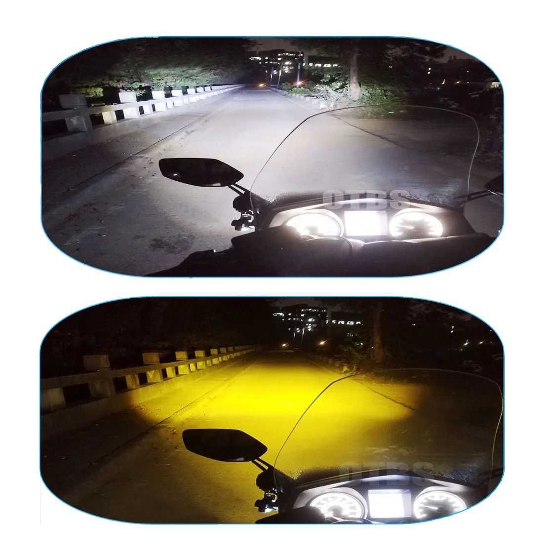 Par faróis auxiliares bifocais LED nevoeiro cor dupla branco amarelo
