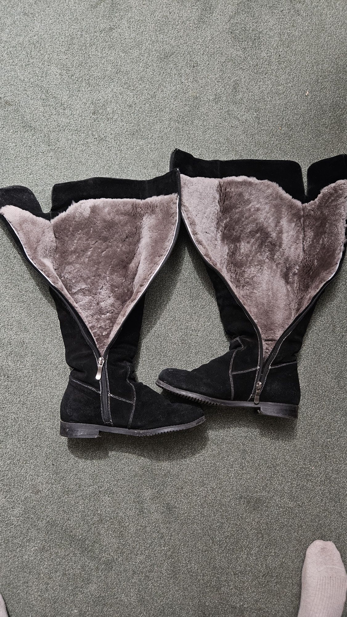 Zimowe buty zamsz/cygiejka dla dziewczyny na szczupłą nogę r.36/37, dl