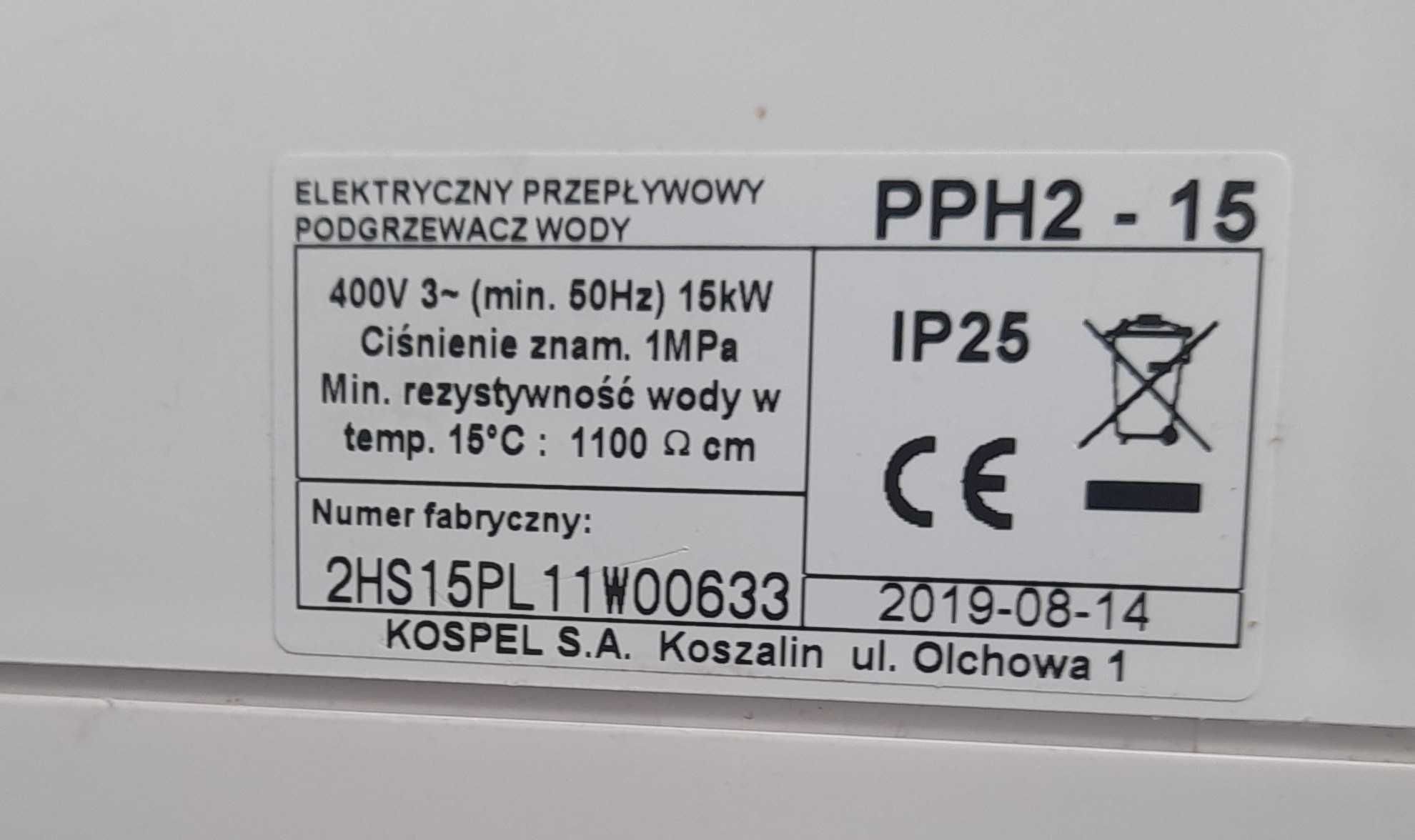 Przepływowy podgrzewacz wody PPH2-15 KW