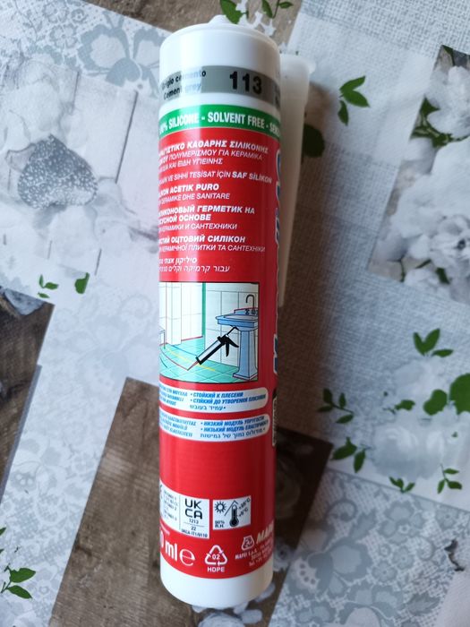 Silikon szary 113 mapesil AC sanitarny odporny na pleśń i grzyby