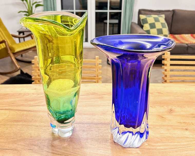 Wazon 40 cm artystyczny szkło czeskie PRL Egermann styl Murano