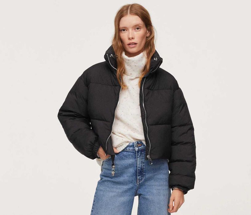 MANGO czarna pikowana kurtka NOWA watowana anorak zima L/40