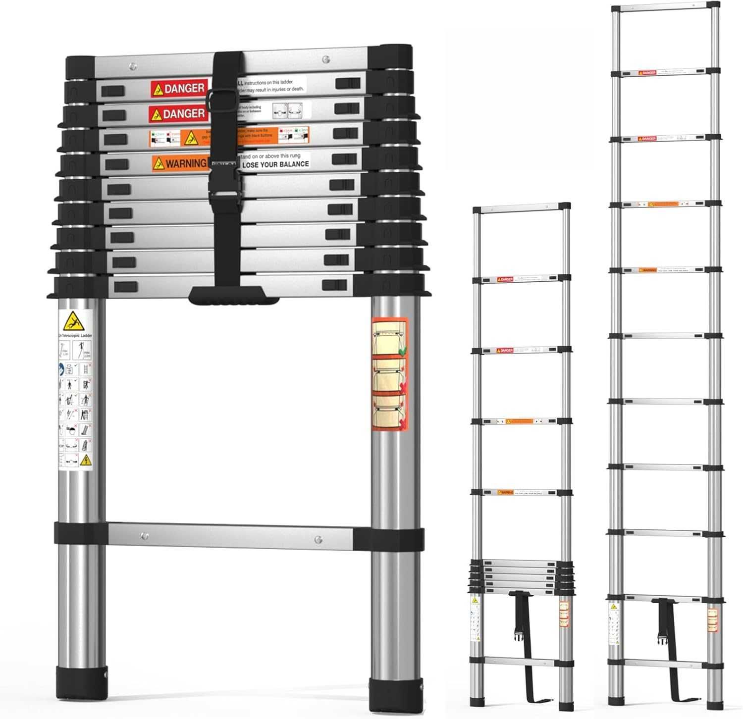 Escada telescópica 3,2 metros aço inoxidável - NOVO - ENVIO GRÁTIS