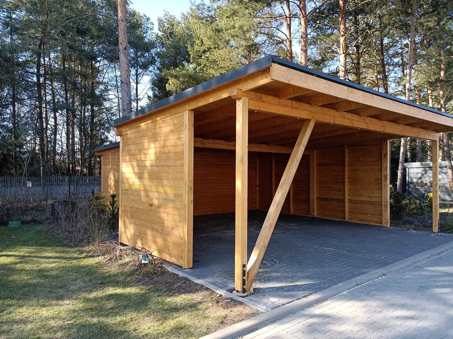 Garaż drewniany, wiata na samochód, car port