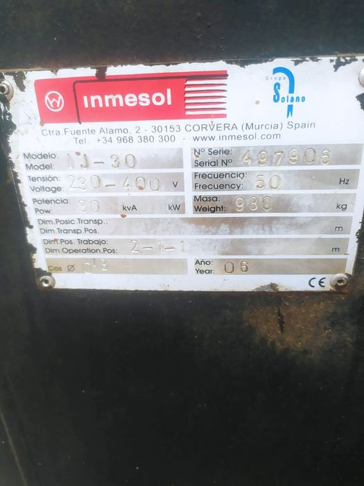 Генератор дизельний INMESOL 30 ква, Іспанія