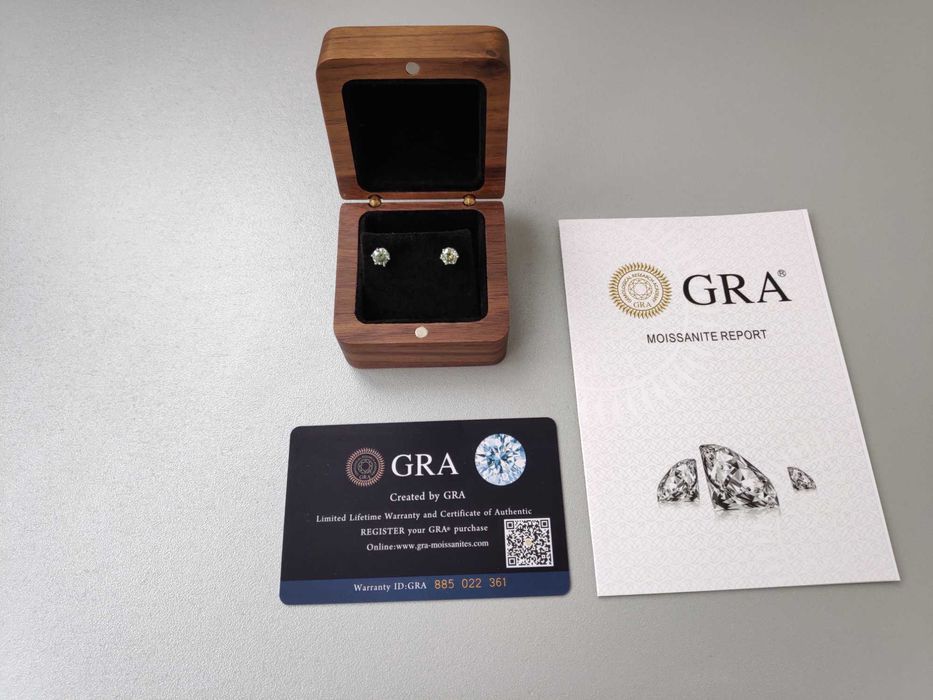 Муасаніт конкурент діамантів синьо-зелений пусети муассанит