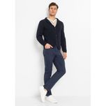 Bonprix sweter bawełniany z kieszeniami granatowy guziki kołnierzyk 58