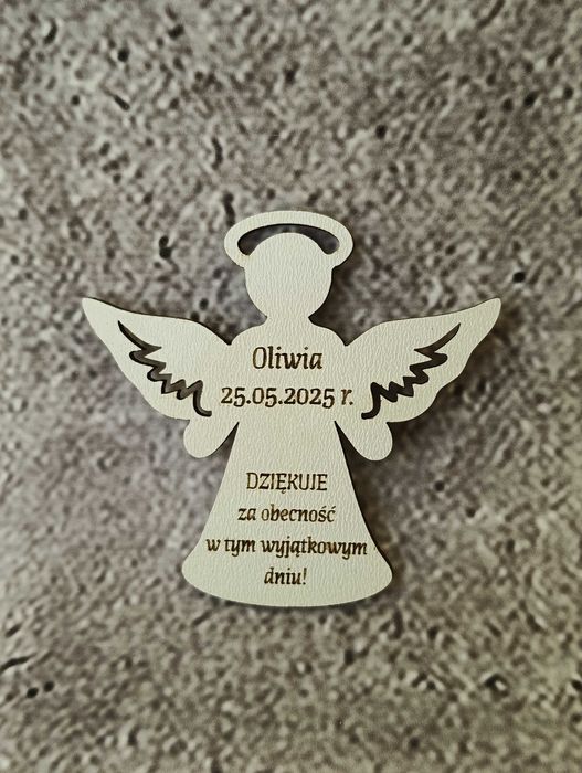 Podziękowanie dla gości Pierwsza Komunia aniołek hdf magnes