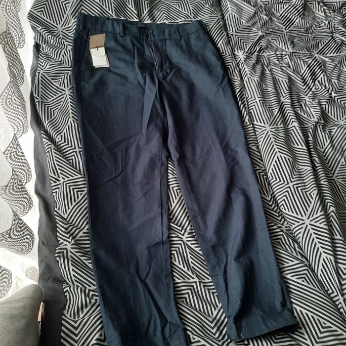 Spodnie długie nowe massimo dutti granatowe bawełna len