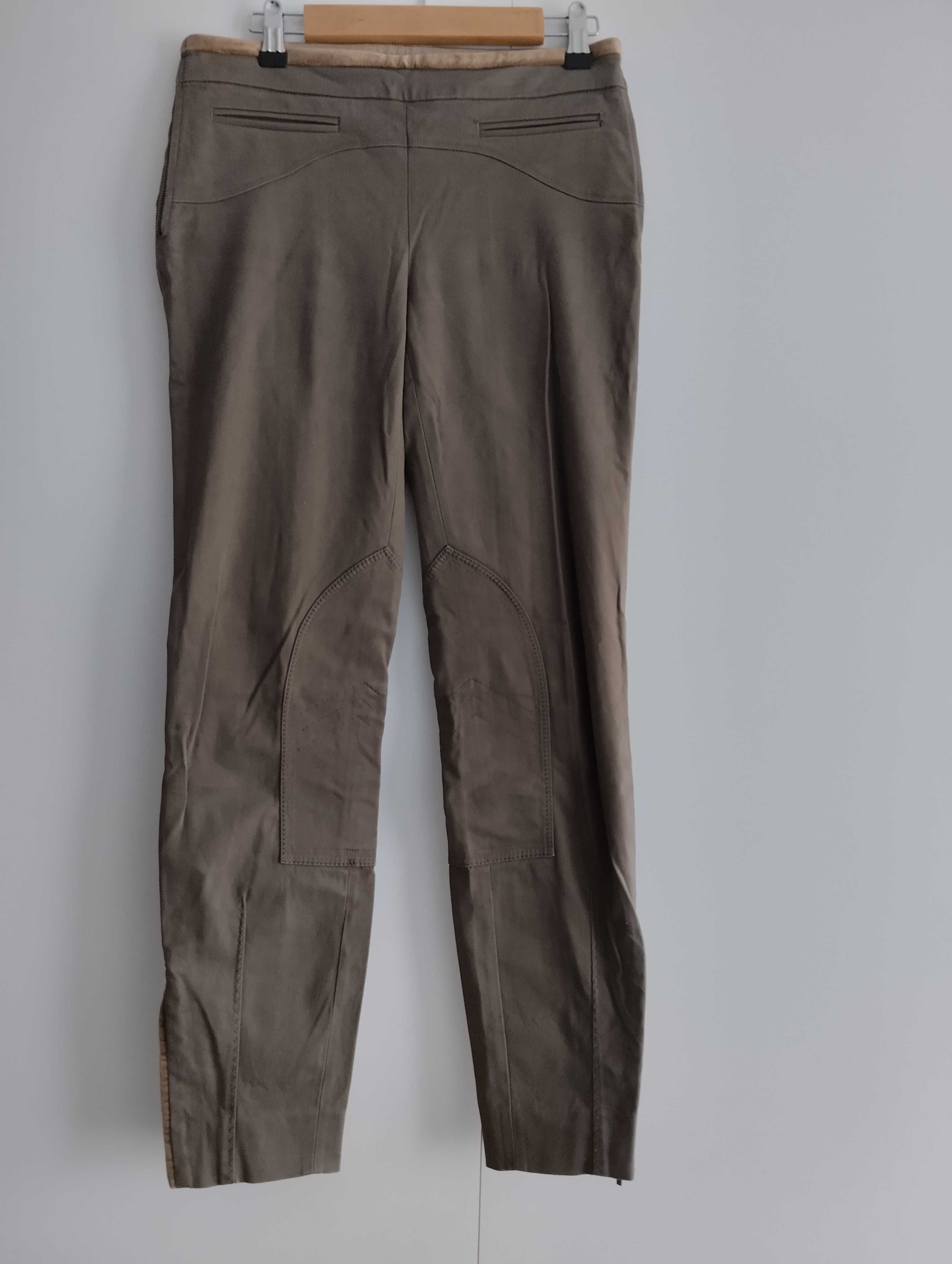 Wąskie spodnie w khaki w stylu jeździeckim