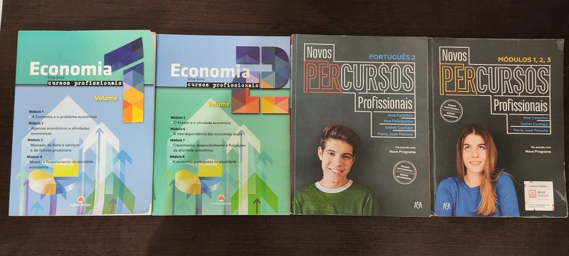 Livros do Ensino Profissional, Português, Economia e Inglês