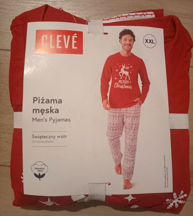 Nowa męska piżama świąteczna XXL 100% bawełna