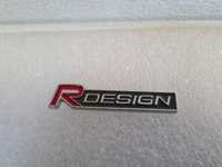 emblemat naklejka R design znaczek napis nalepka