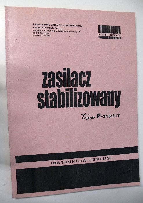 Instrukcja ZASILACZ P-316 p-317 MERATRONIK