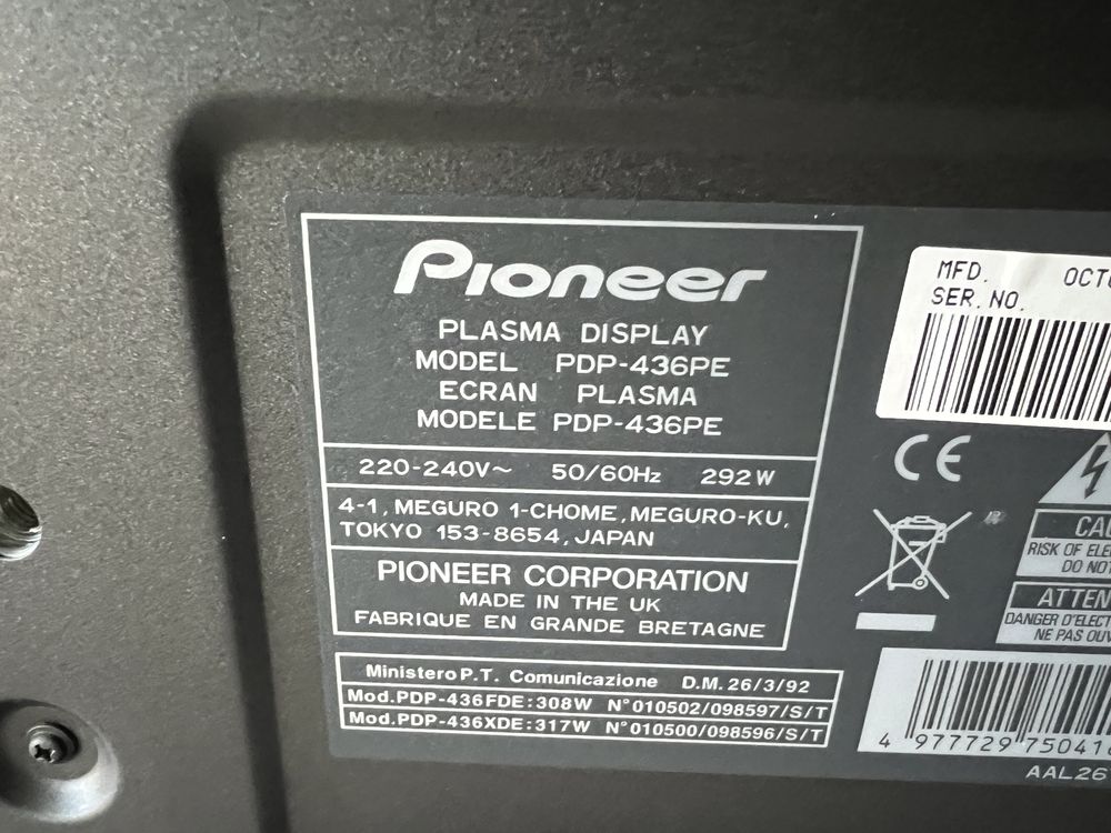 Plasma Pioneer 43” PDP 436pe