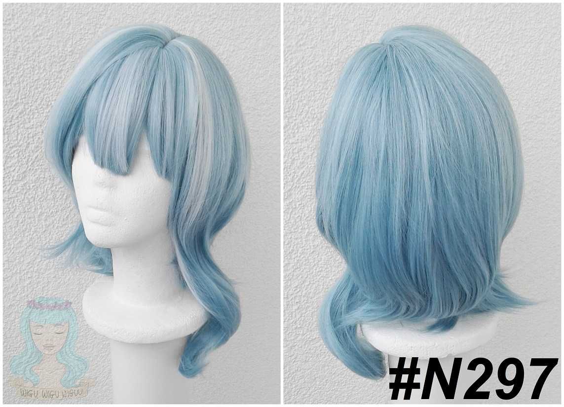 Eula Genshin Impact cosplay wig peruka błękitna z grzywką