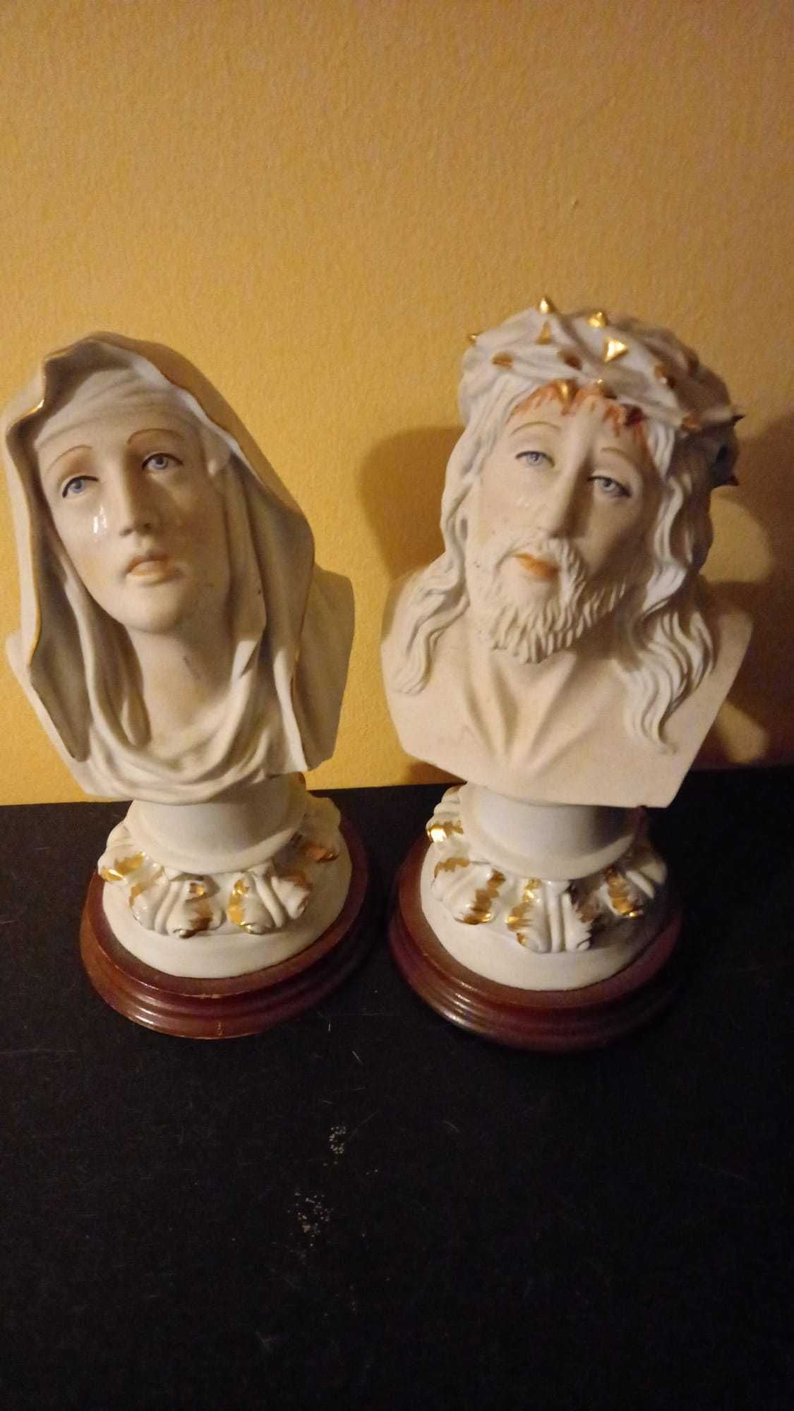 Porcelanas Neca Estatuas Busto Jesus Cristo e Nossa Senhora