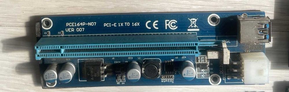 Райзер PCI-E x1/16x 60cm USB 3.0 Cable, SATA to 6Pin Power v.007, б/в