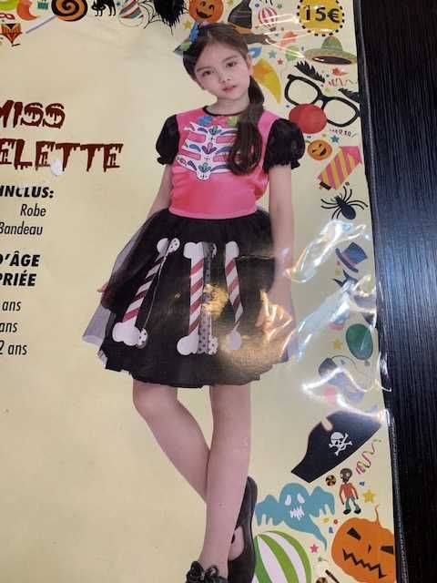 Strój na halloween, bal sukienka + opaska wiek 7-9lat Nowy